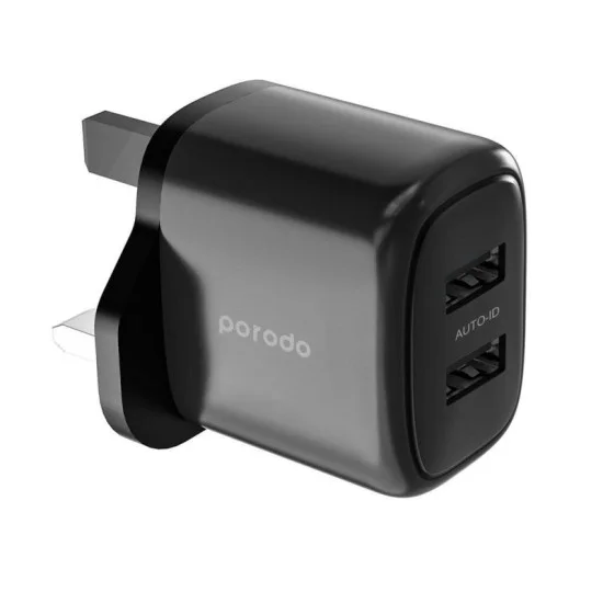 Porodo Dual Usb Fast Charger With Auto Id Technology